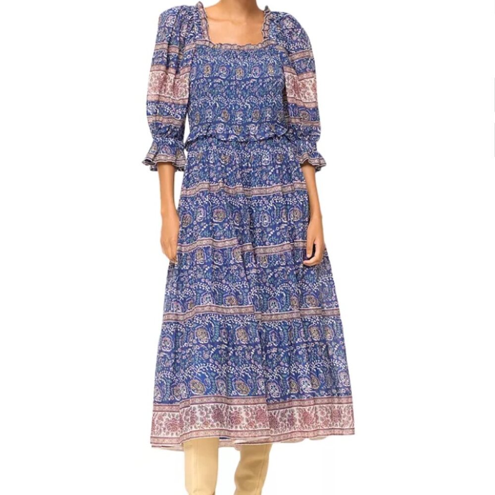 Sea NY Rosita Blue and Pink Patterned Dress Small
